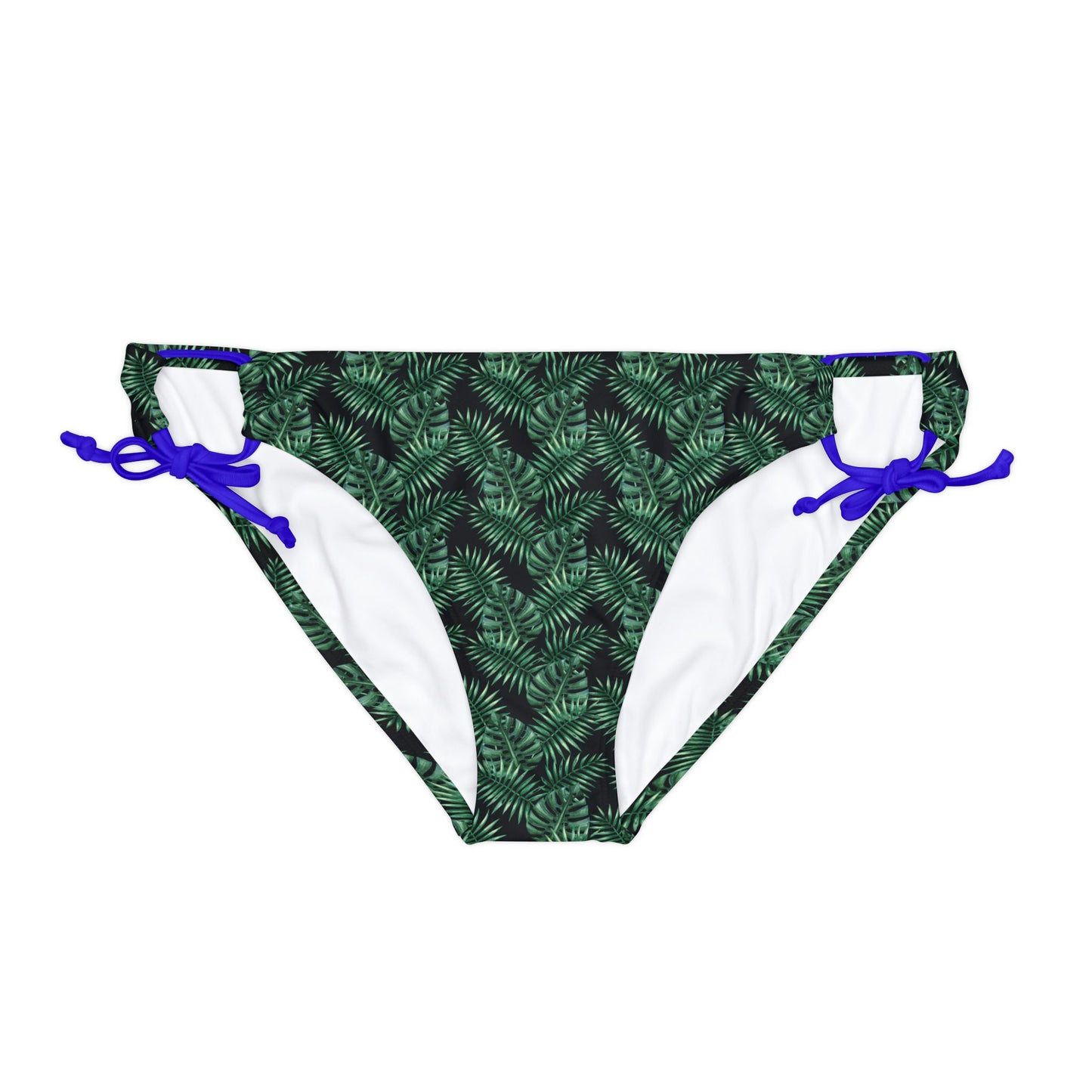 Black Tropical Bliss Loop Tie Side Bikini Bottom (AOP)