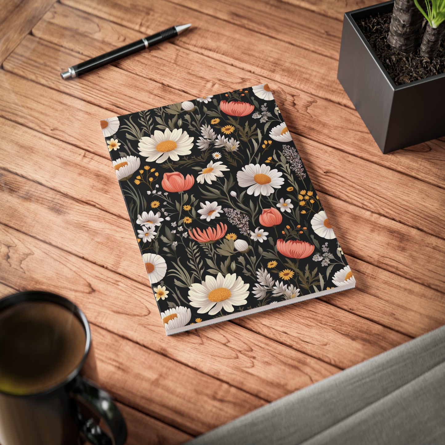 Blossom Elegance: Noir Garden Softcover Notebook, A5