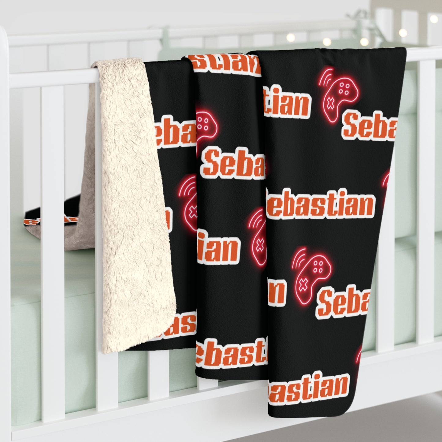 Personaized Name Sherpa Blanket — Cozy Fleece Throw with Script Logo, Christmas Gifts, Gifts for Her/Him.