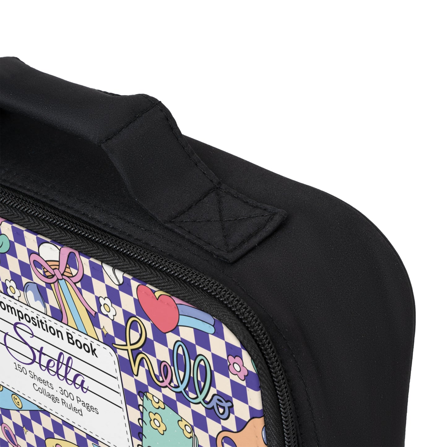 Personalized Purple Doodle Daydream Composition Book Inspired Colorful Kids Lunch Bag for School, Snack Bag, Lunch Tote, Lunchbox, Kids' Bag with Fun Back to School Design