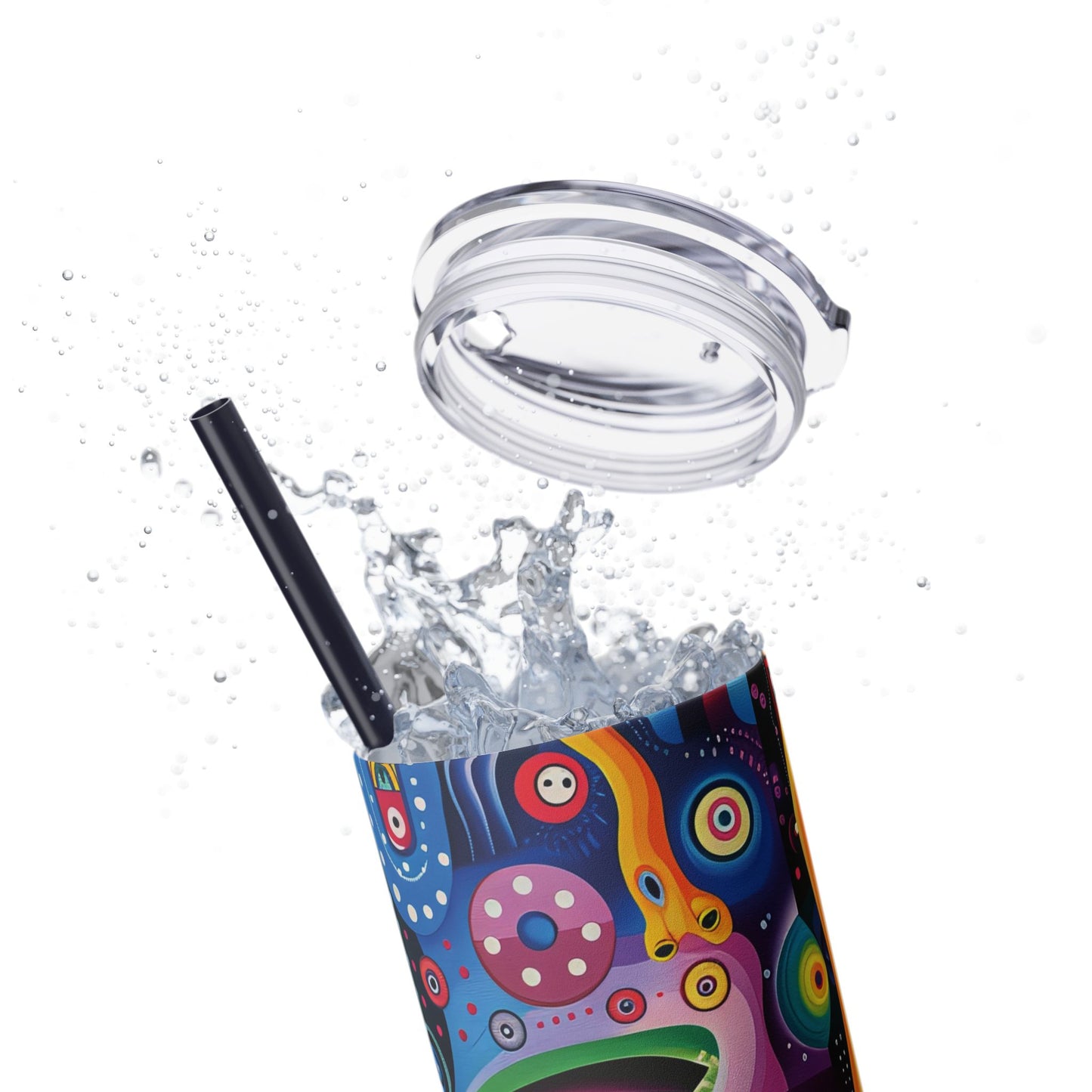 Psychedelic Visions Skinny Tumbler with Straw, 20oz