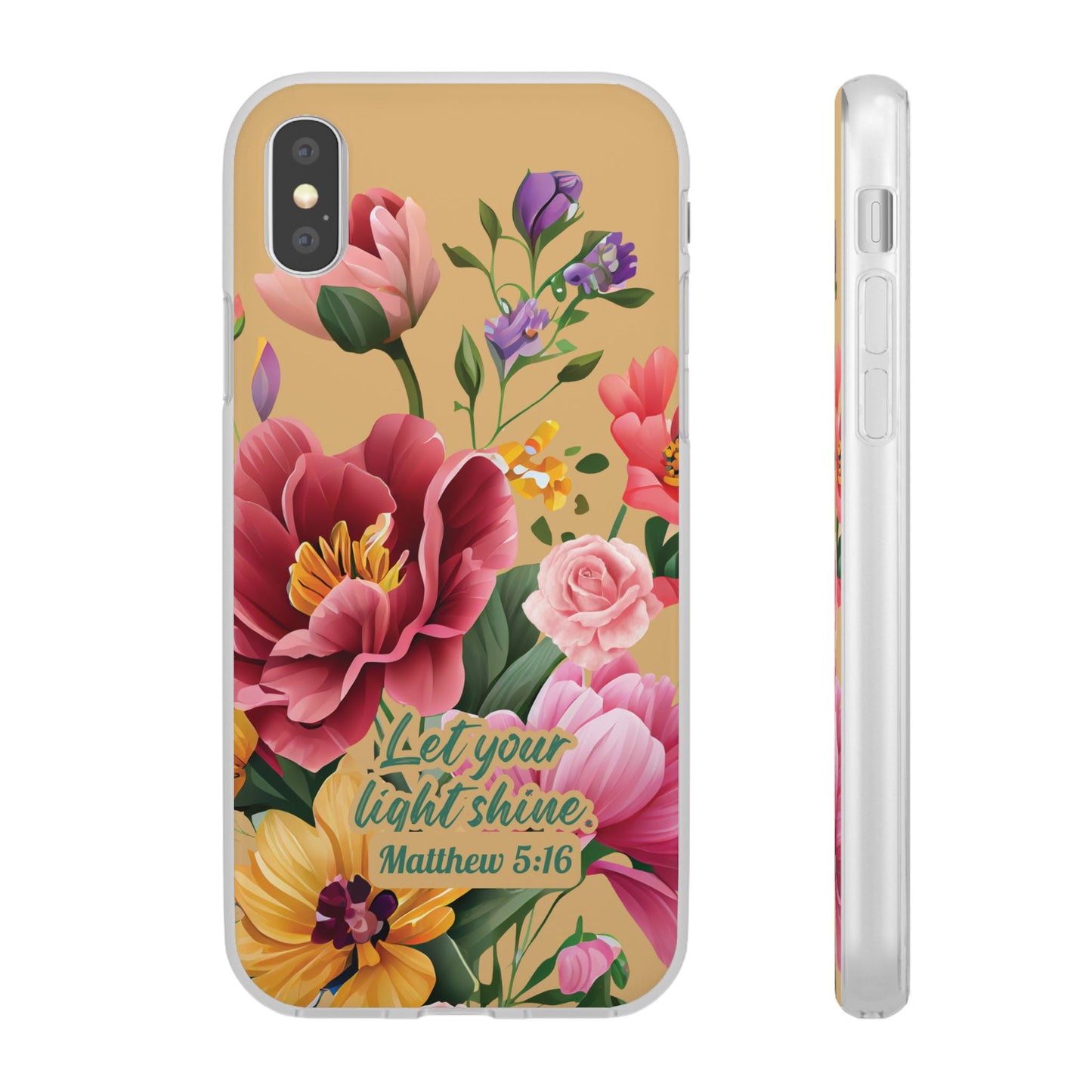 Floral Scripture Phone Case — "Let Your Light Shine" (Matthew 5:16) for iPhone and Samsung Cases.