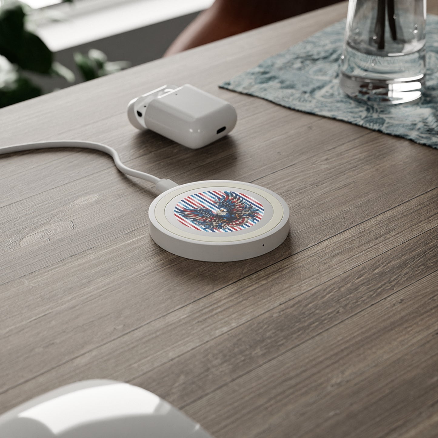Patriotic Pride Wireless Charging Pad with Stripes