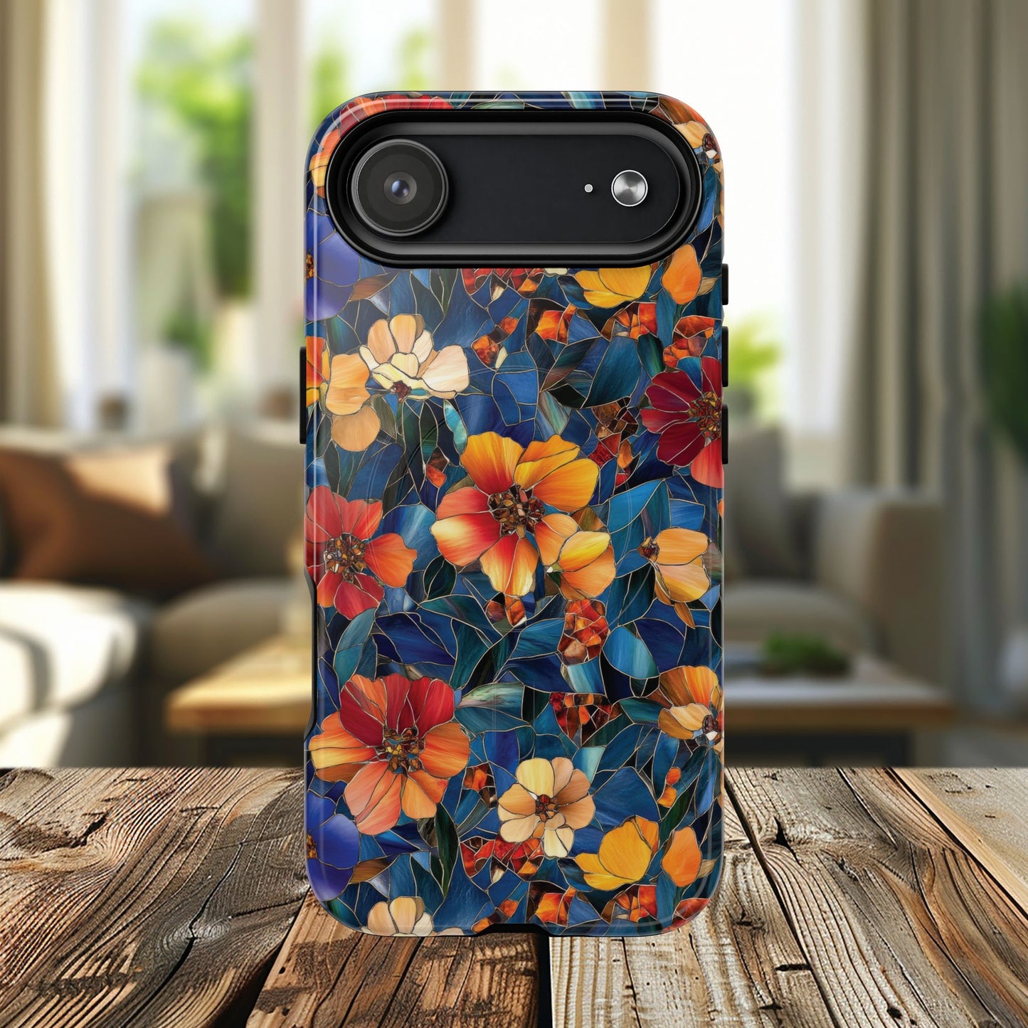 Cathedral Petals Tough Magnetic iPhone Case, Durable, Stylish, Unique Floral Design, Gifts for Her, Birthday, Everyday Use, Stained Glass iPhone Case.