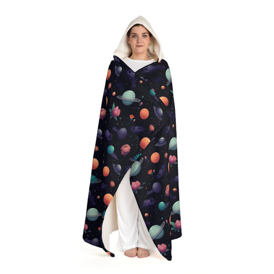 Galactic Dreams Hooded Sherpa Fleece Blanket