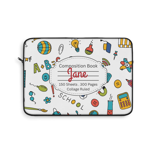 Personalized Classroom Couture Laptop Sleeve with Composition Book Inspired Design, Educational Gift for Teachers, Classroom Organization, Back to School, Unique Teacher Accessory