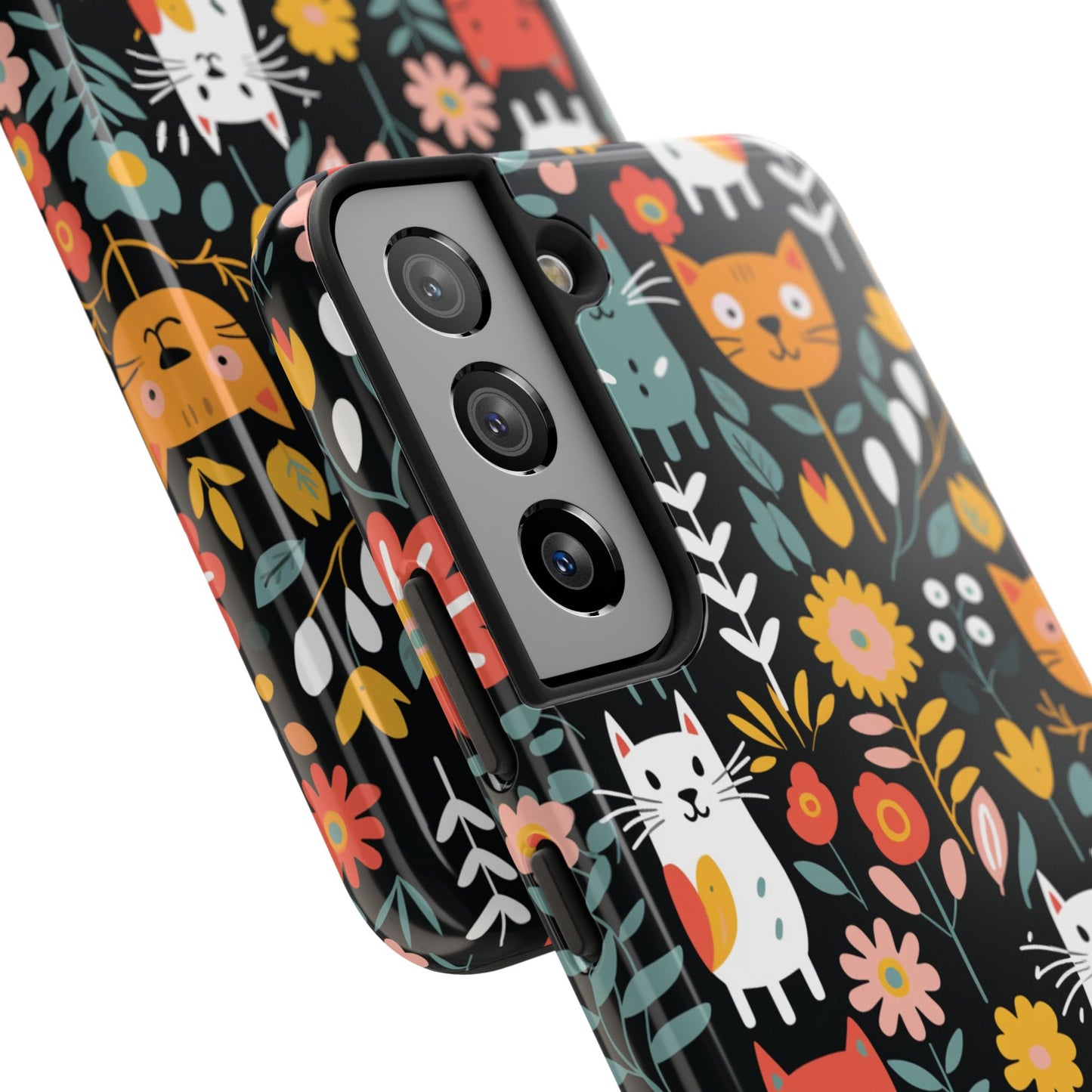 Whimsical Feline Garden iPhone and Samsung Tough Phone Cases,