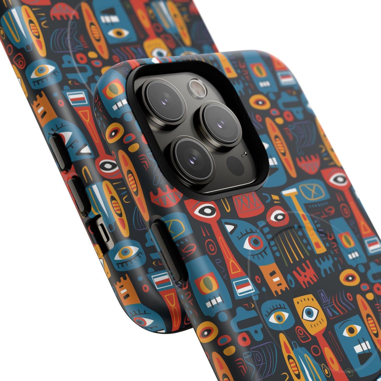 Personalized Tough MagSafe Magnetic iPhone Case — Colorful Abstract Totem Custom Name