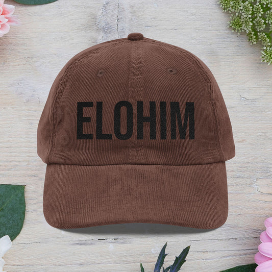 Vintage Corduroy with 'ELOHIM, GENESIS 1:1'  Cap, Trendy Religious Hat, Casual Outdoor Accessory, Perfect Gift for Faith Lovers, Unique Embroidered Hat