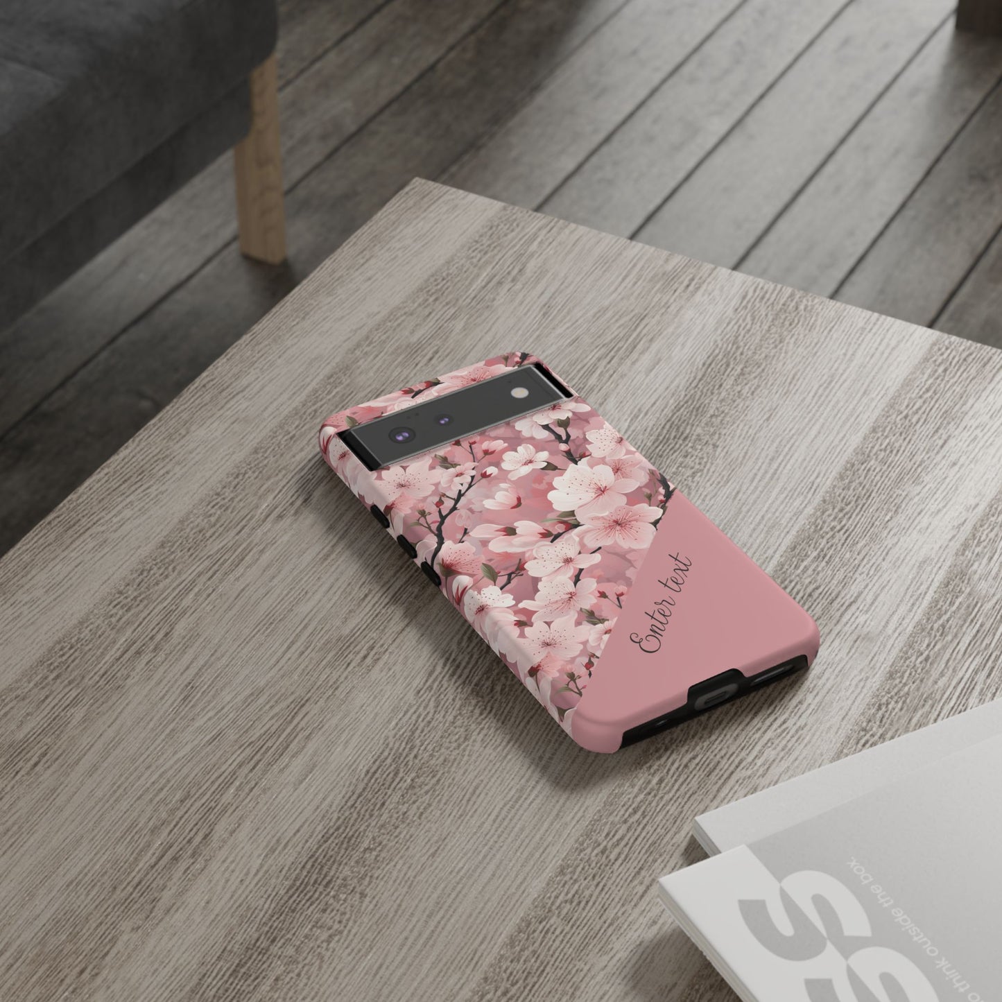 Personalized Cherry Blossom Tough Phone Case — Pink Floral Protective Case for Samsung & Google