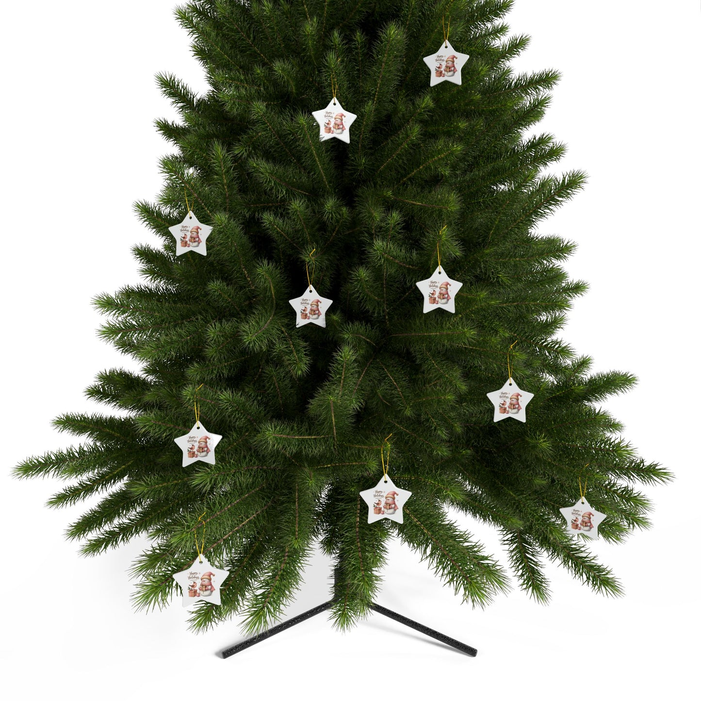 Snowman Ceramic Ornaments, 2-Side Print, (1pc, 3pcs, 5pcs, 10pcs)