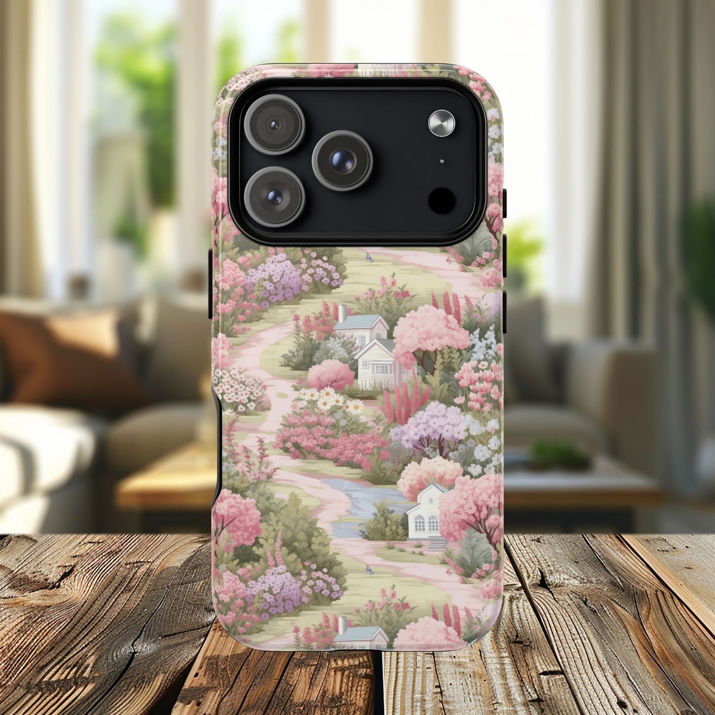 Whispers of Spring Lane Tough iPhone Magnetic Case, Floral iPhone Protection, Gift for Nature Lovers, Spring Accents, Durable Design, Customizable iPhone Cases