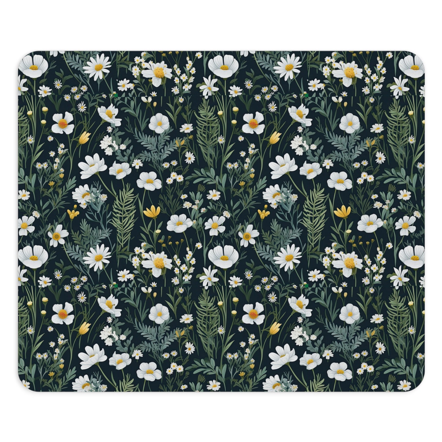 Daisy Delight Botanical Floral Mouse Pad - Beautiful Greenery Design for Home or Office.