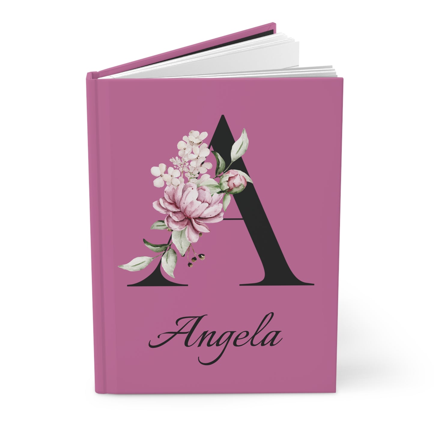 Personalized Floral Monogram Hardcover Journal — Custom Name Notebook