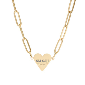 Engravable Paperclip Heart Necklace – Personalized Heart Name Pendant