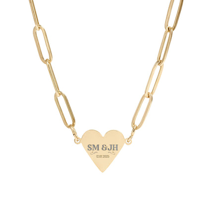 Engravable Paperclip Heart Necklace – Personalized Heart Name Pendant