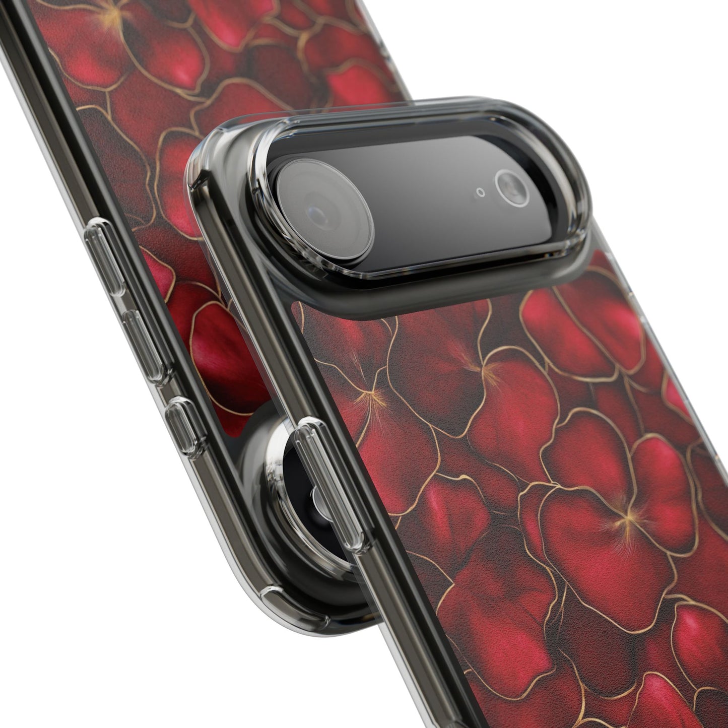 Velvet Petal Noir Floral Petal Clear Impact-Resistant iPhone and Samsung Case.