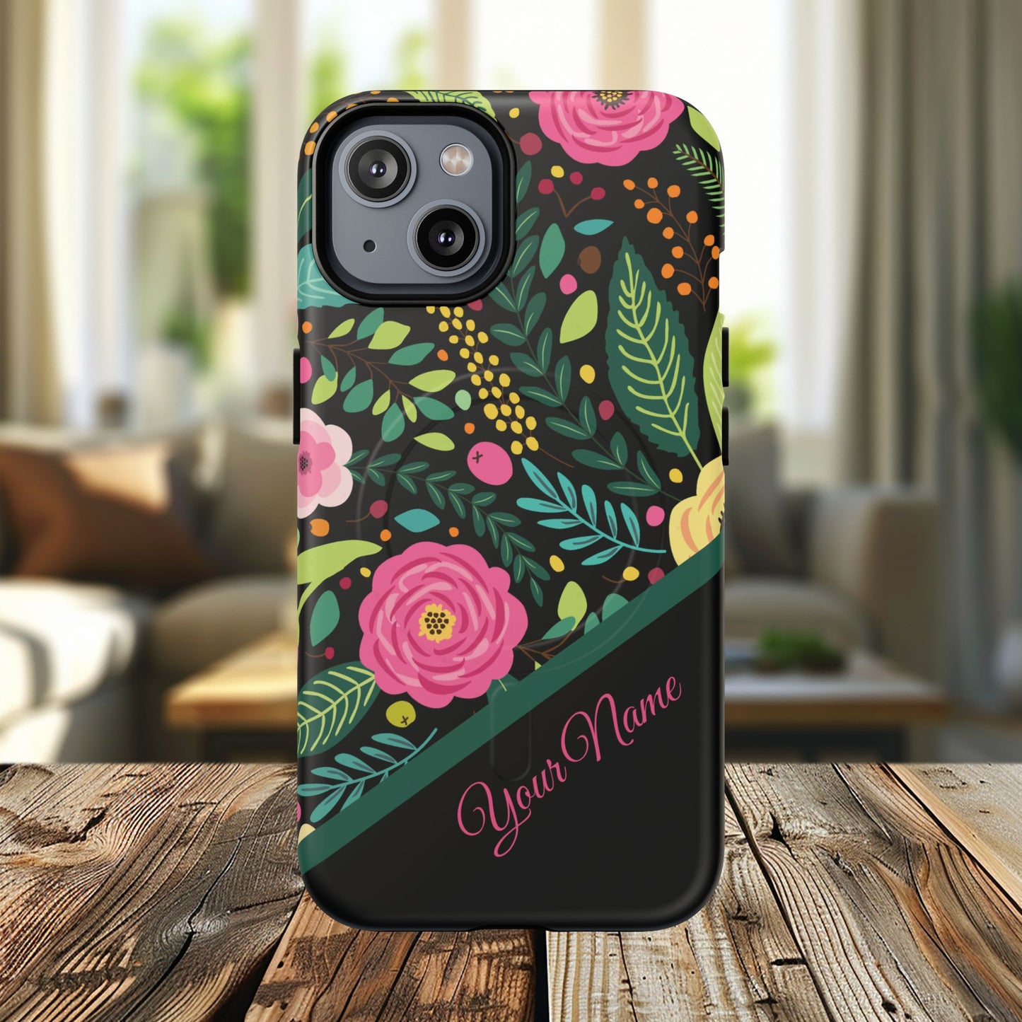 Personalized Floral Fantasy Tough Magnetic iPhone Cases- a Gift for Gardeners, Mother's Day, Birthday Gift, Anniversary Gift, Presents