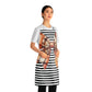 Striped Brown Bow Grilling Apron with Tie Straps (AOP).