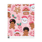 Wrapping Papers - Pink Ginger Bread Holiday Collection - Matte or Glossy Finish - 90gsm Paper