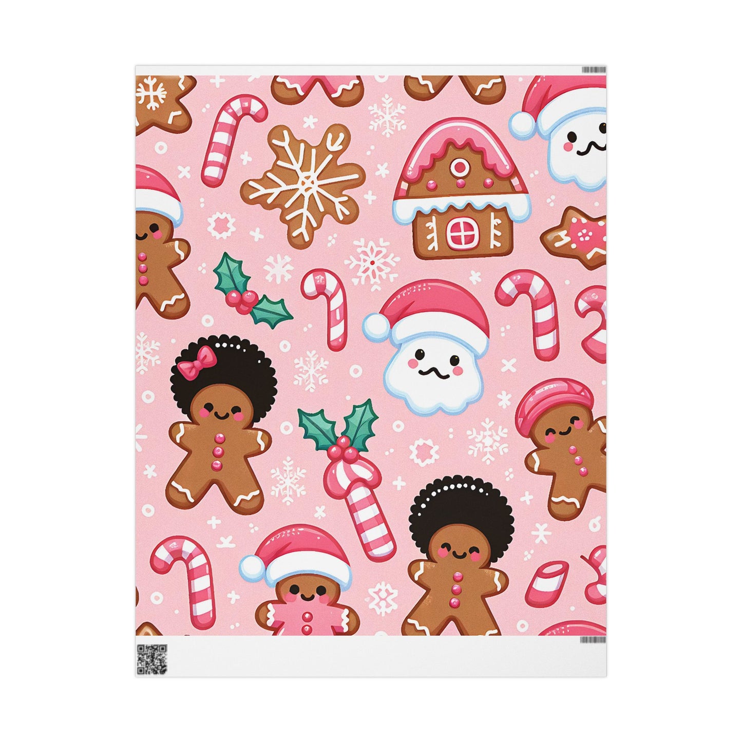 Wrapping Papers - Pink Ginger Bread Holiday Collection - Matte or Glossy Finish - 90gsm Paper