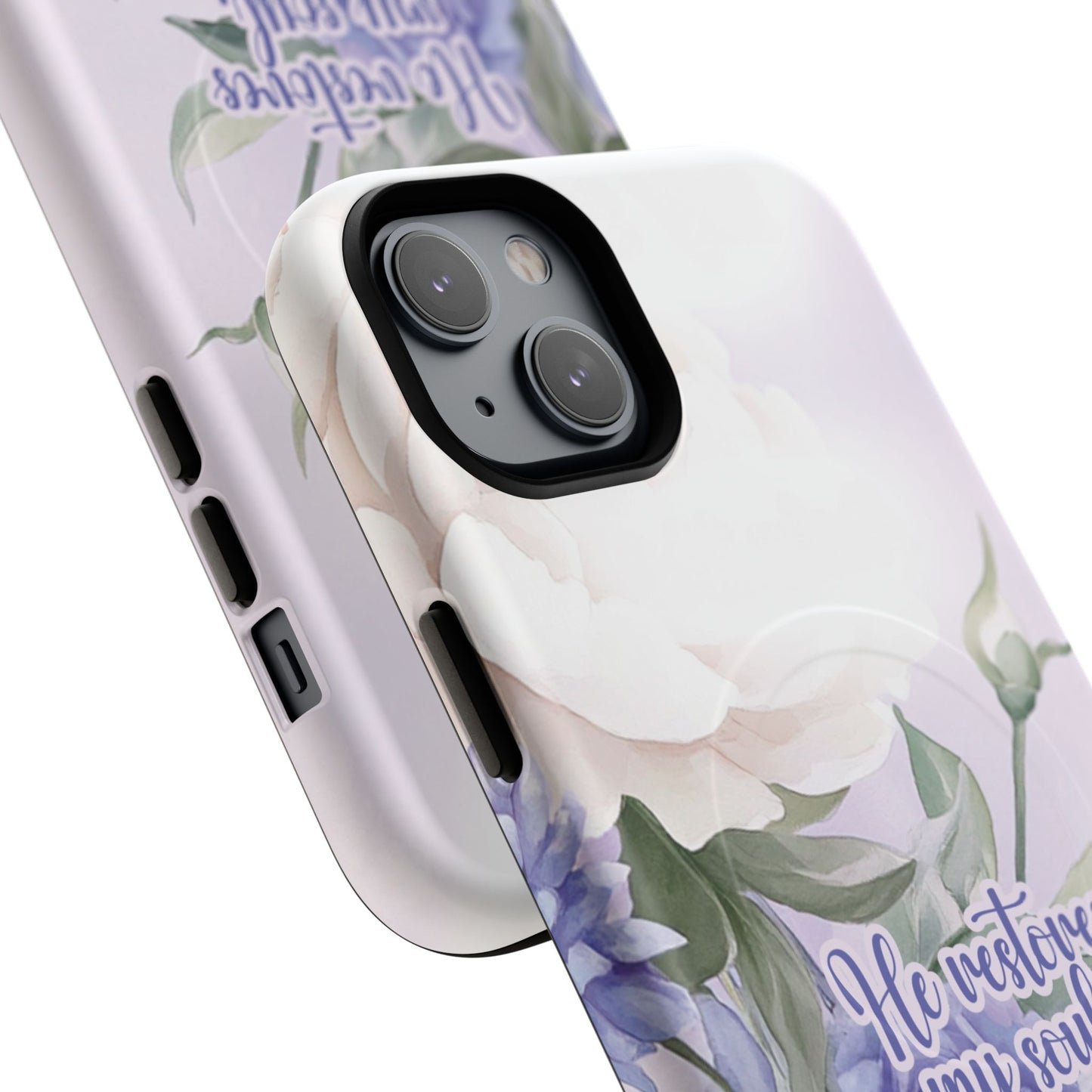 He Restores My Soul Tough iPhone Magnetic Cases, Christian Gift, MagSafe® iPhone® Tough Case, iPhone 13, 14, iPhone 15, iPhone 16, 17, Pro, Pro Max, Plus