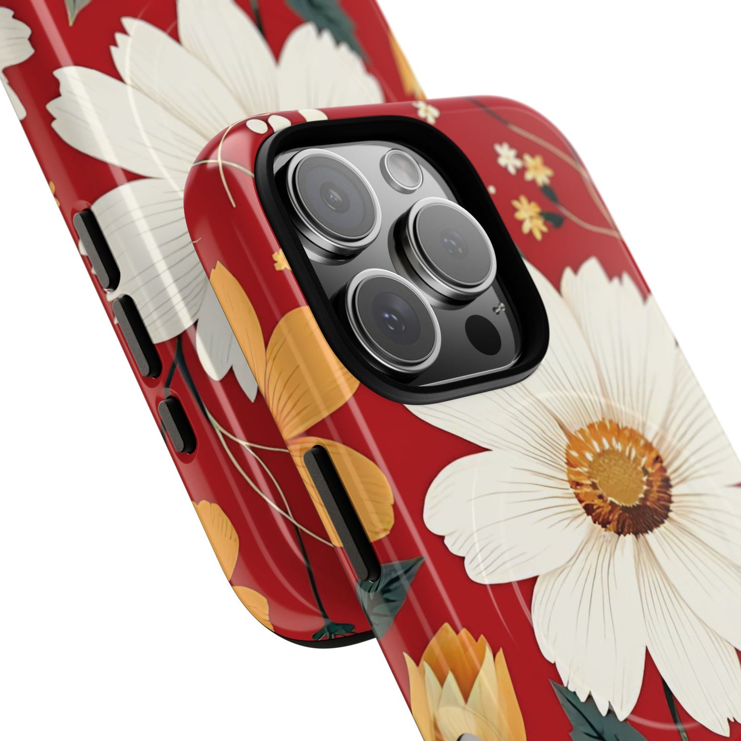 Floral Fusion Tough Magnetic Phone Case | Flower Design, Durable Protective Cover, Gift for Her, Spring Style, Unique Phone Accessory.