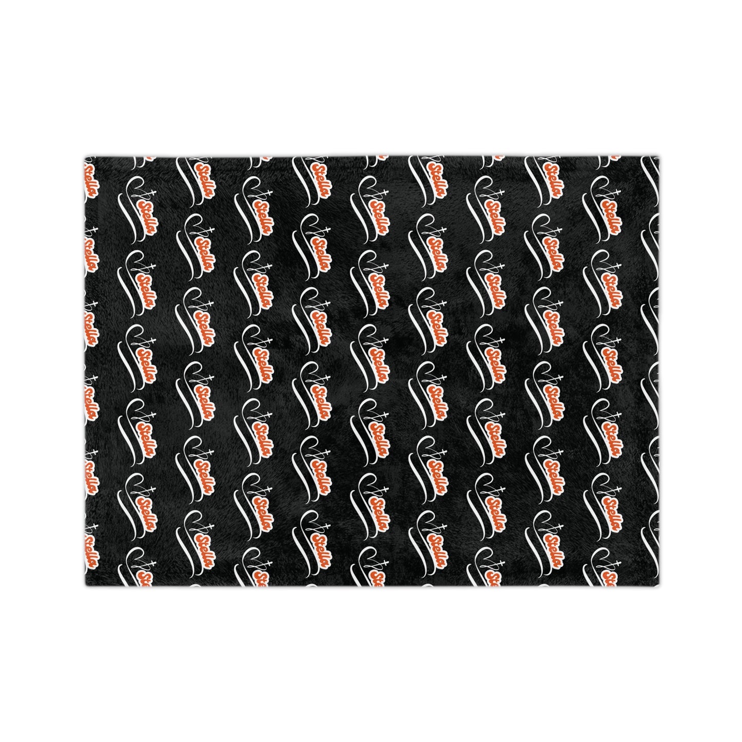 Personalized Name Velveteen Microfiber Blanket — Black Patterned ‘Smile’ Script Cozy Throw