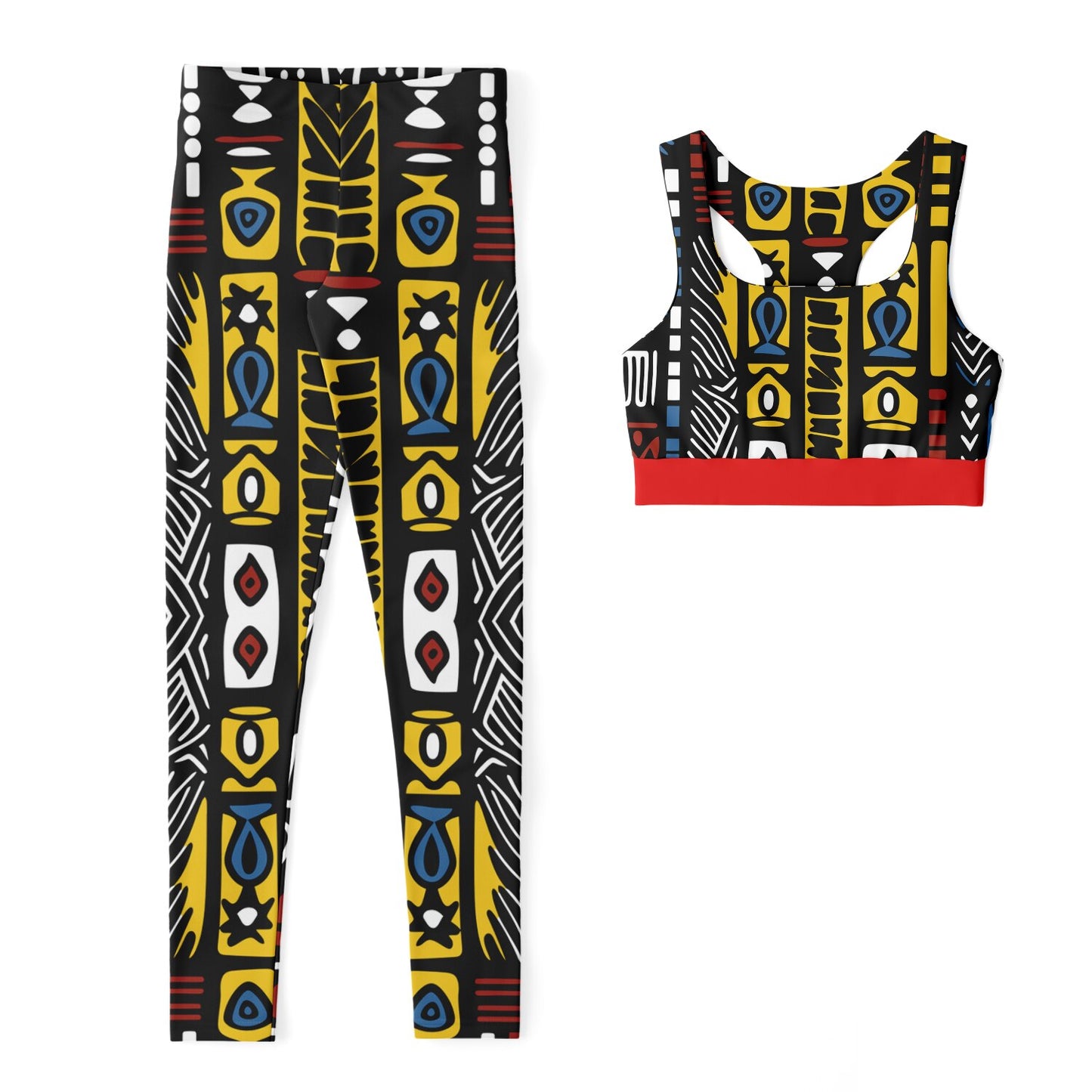 Geometric Harmony Padded Sports Bra & Leggings - AOP