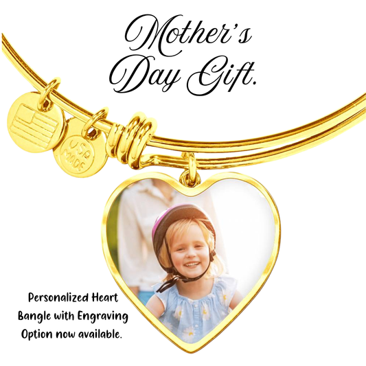 Personalized Heart Bangle with Engraving Option- a Gift for Daughter/Wife/Soulmate/Bridesmaids/Mother.