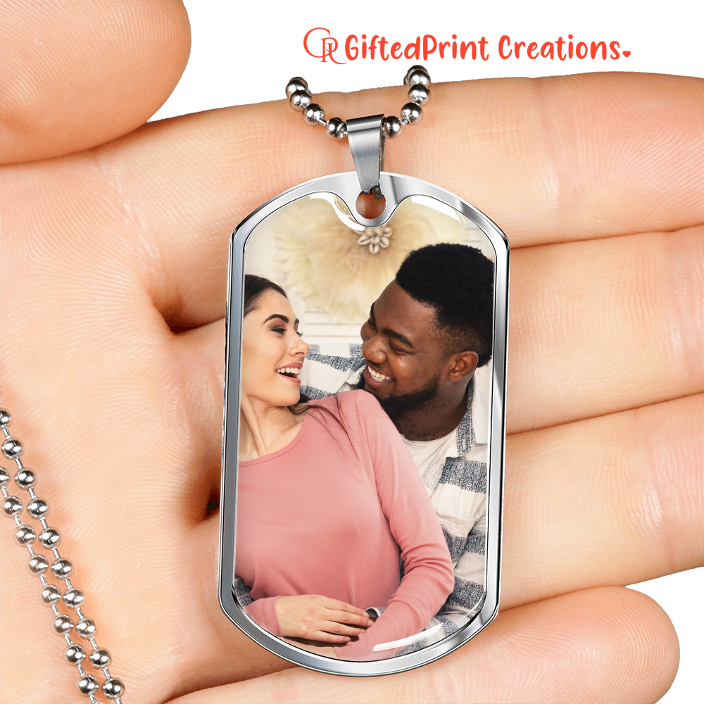 Personalized To My Husband Buyer Upload Dog Tag Necklace- a Gift for Soulmate/Fathers.