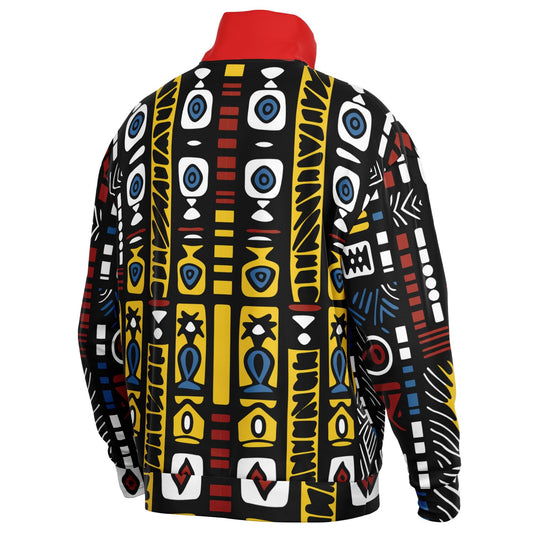 Geometric Harmony Heavyweight Oversized Quarter Zip Sweatshirt - AOP