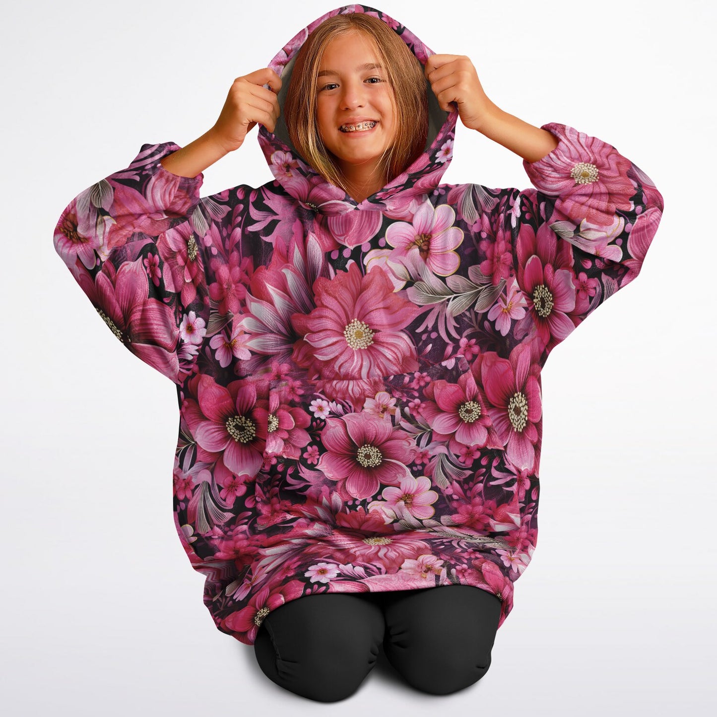 Peony Dreams Youth Snug Hoodie Economy - AOP