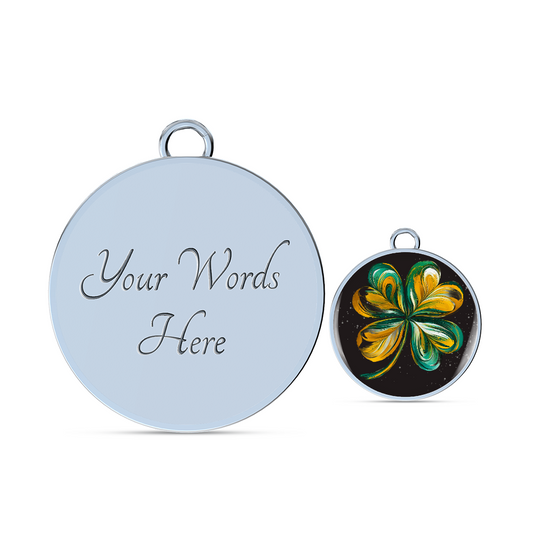 Personalized ''Shamrock Leaf'' Circle Engraving Bangle- a Gift for Daughter/Wife/Mothers.