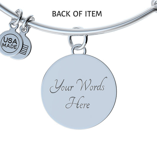 Personalized ''Lucky'' Circle Engraving Bangle- a Gift for Daughter/Wife/Mothers.