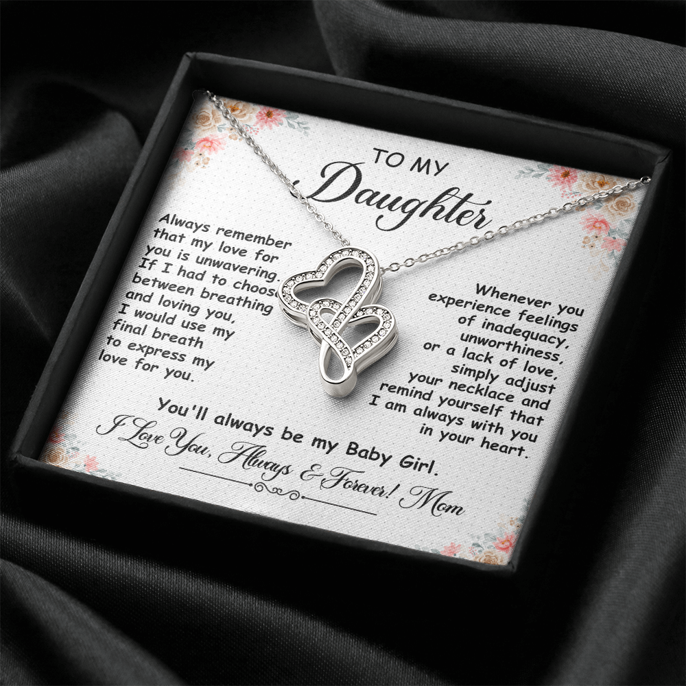 To My Daughter, Heart to Heart  Necklace- a Birthday Gift for a Daughter.