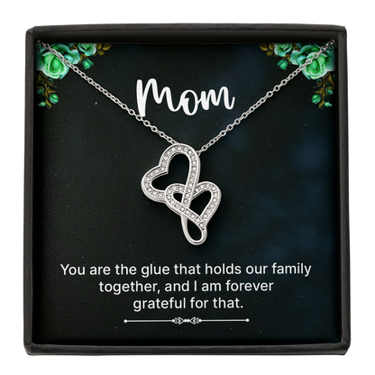 Interlocking Heart to Heart Pendant Necklace- A Beloved Gift for a Mom/Wife.