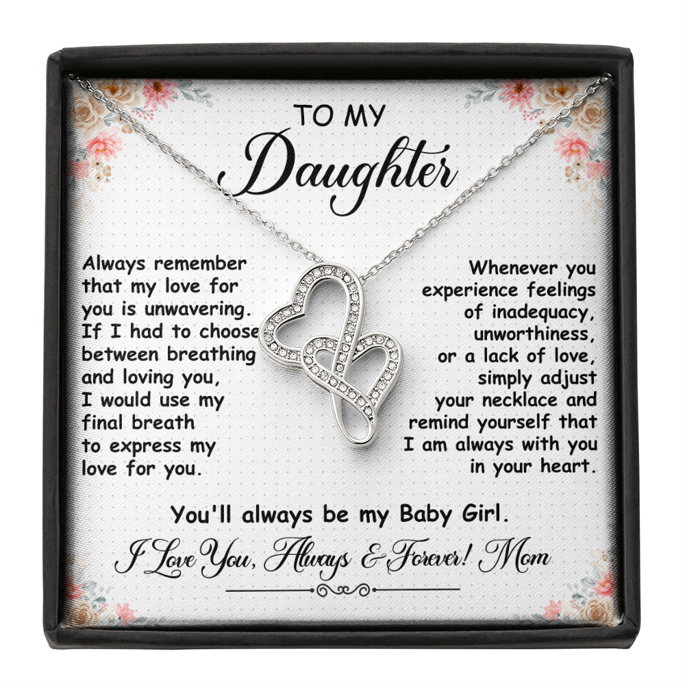 To My Daughter, Heart to Heart  Necklace- a Birthday Gift for a Daughter.