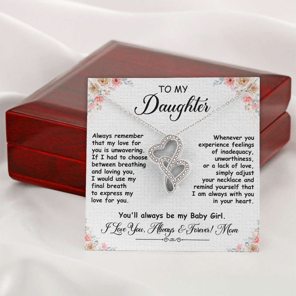 To My Daughter, Heart to Heart  Necklace- a Birthday Gift for a Daughter.