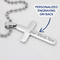 To My Son Personalized Cross Engraved Stainless Steel Cross Necklace- A Gift for Son.