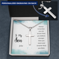 To My Son Personalized Cross Engraved Stainless Steel Cross Necklace- A Gift for Son.