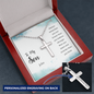 To My Son Personalized Cross Engraved Stainless Steel Cross Necklace- A Gift for Son.