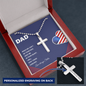 DAD Engraved Personalized Stainless Steel Cross Necklace- a Gift for Father/Sons.