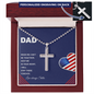DAD Engraved Personalized Stainless Steel Cross Necklace- a Gift for Father/Sons.