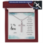 To My Son Personalized Cross Engraved Stainless Steel Cross Necklace- A Gift for Son.