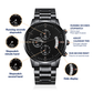 DAD MY HERO Engraved Message Black Chronograph Watch a Gift for Dad/Father.