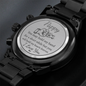 Personalized Engraved Black Chronograph Watch- A Gift for a Father/Son.