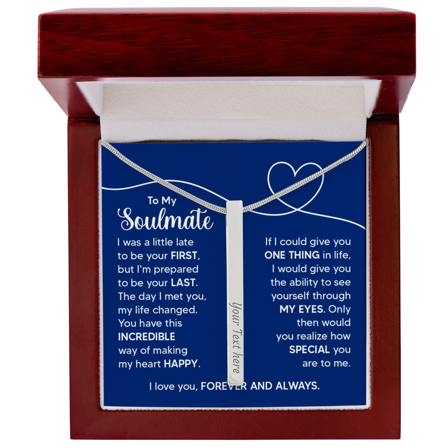 Custom Engraved 4-Sided Stick Necklace a Gift for a Soulmate.