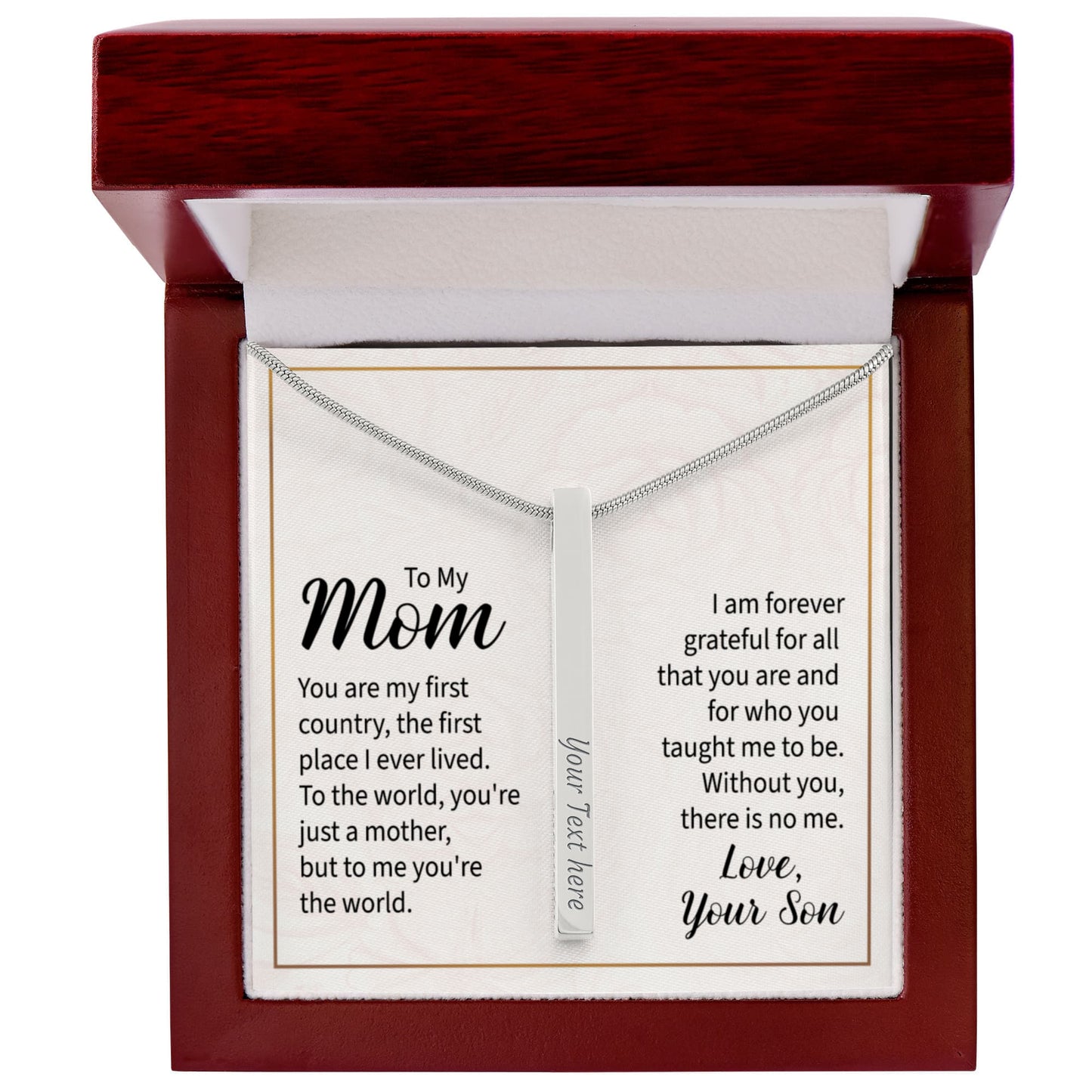 Personalized Mom Engraved 4 Sided Stick Necklace a Gift for Mom.