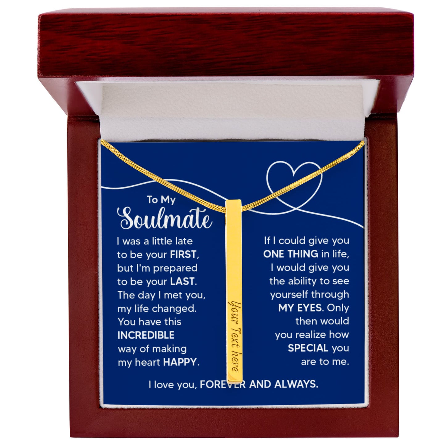 Custom Engraved 4-Sided Stick Necklace a Gift for a Soulmate.